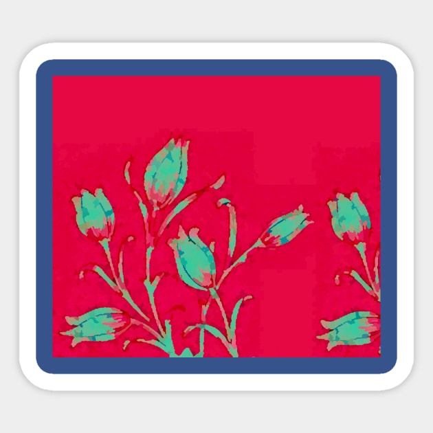 Tulips on Red Sticker by DonWillisJrArt